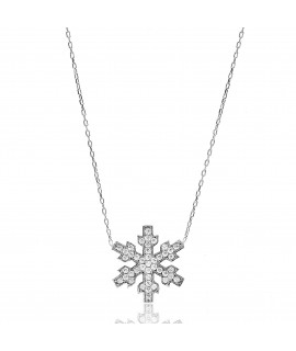 Silvery Necklace snowflake with diamonds