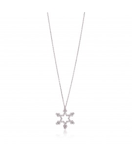 Silvery Necklace winter star with diamonds