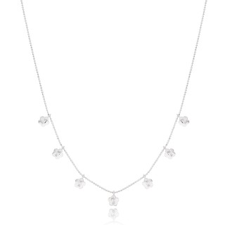 Silvery Necklace with 7 clovers