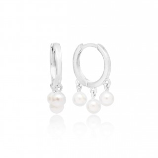 Earring with 3 white pearls - Silver