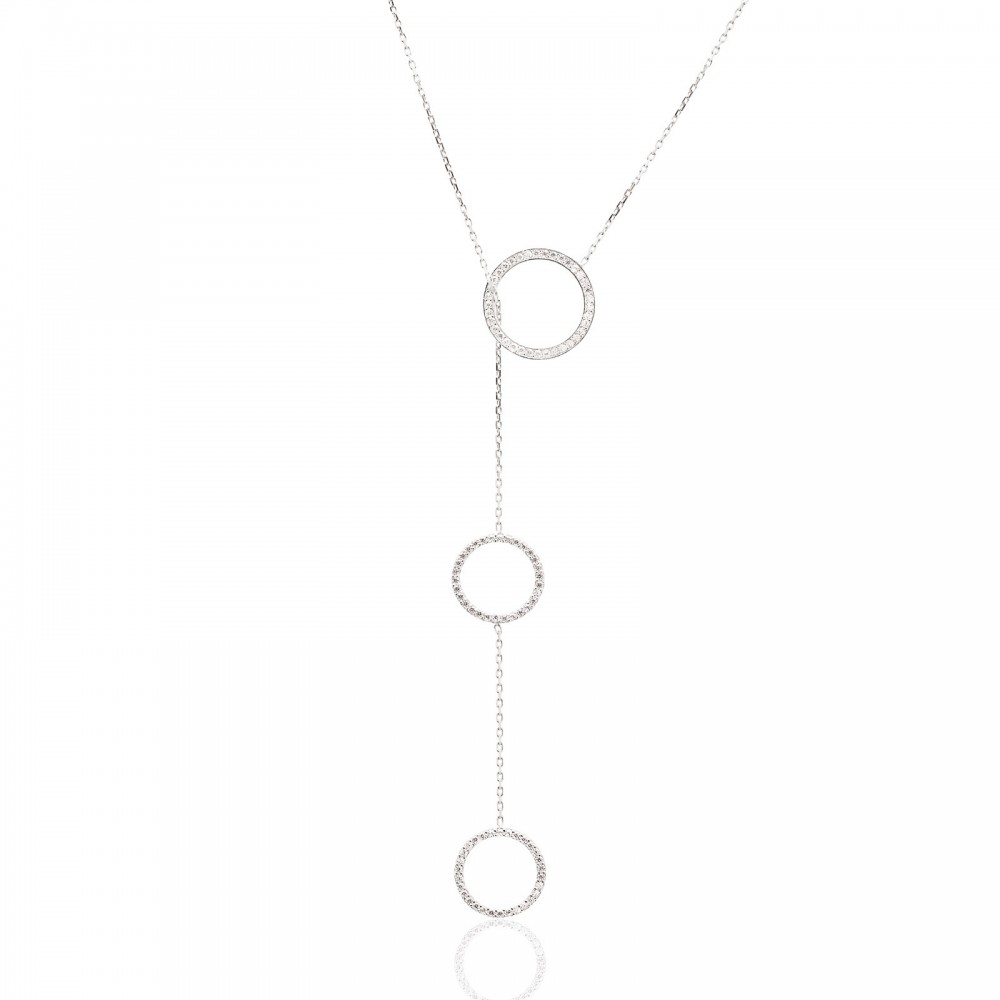 Silber Halskette mit seinen 3 Diamant-Ringe