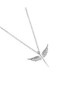 Silvery Necklace - Diamond angel with wings