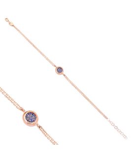 Bracelet pendentif rond à pierres sapphires bleues