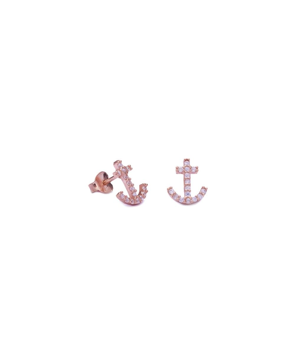 Boucles d'oreilles ancre de mer avec diamants