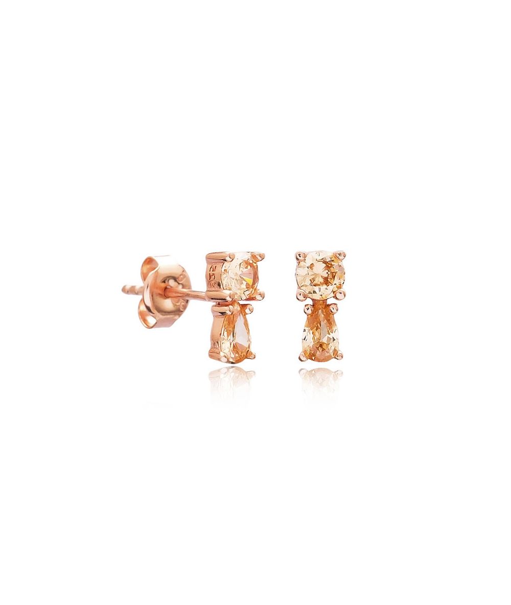 Boucles d'oreilles plaqué or rose avec 2 pierres