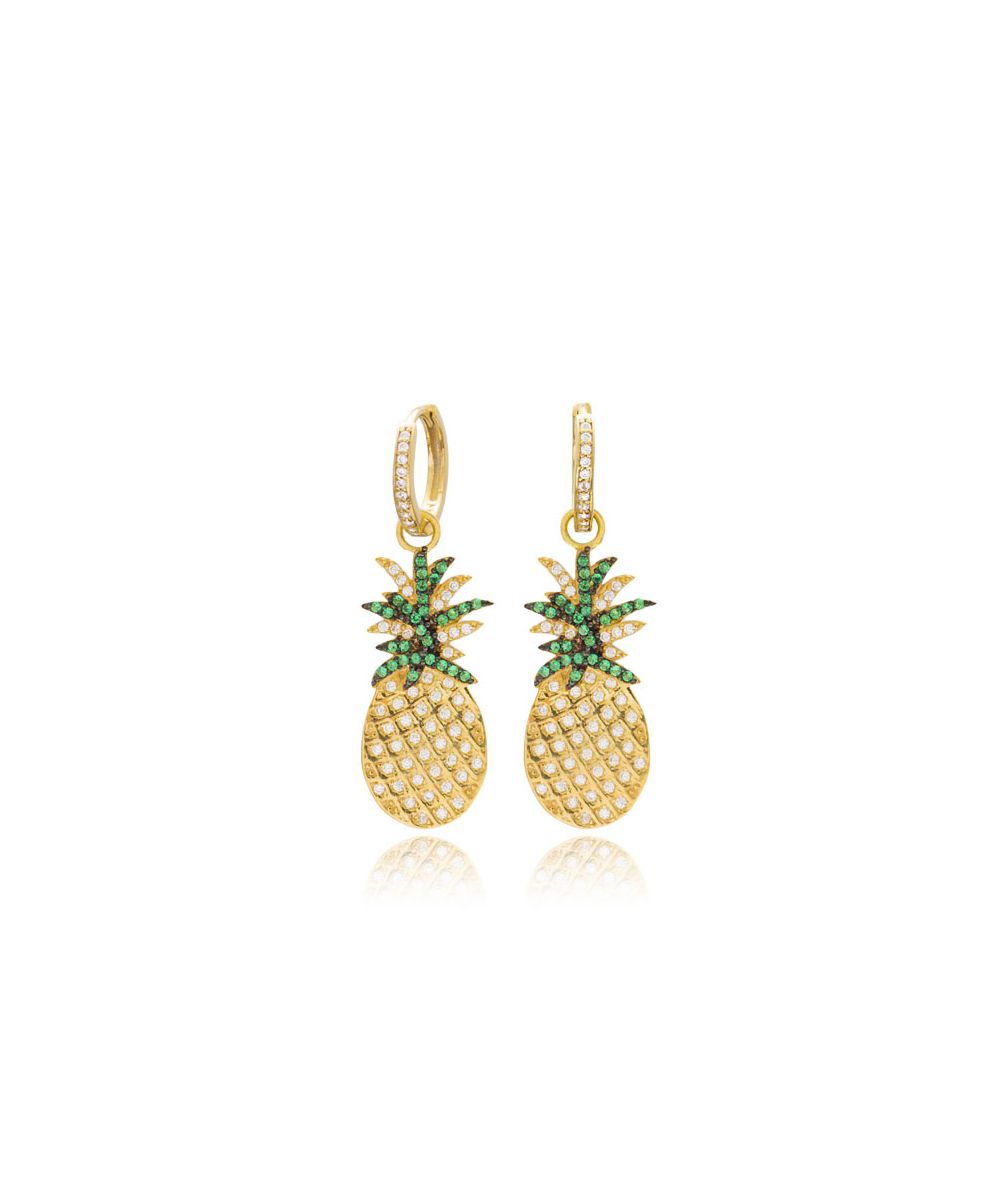 Boucles d'oreilles anneaux avec ananas diamants