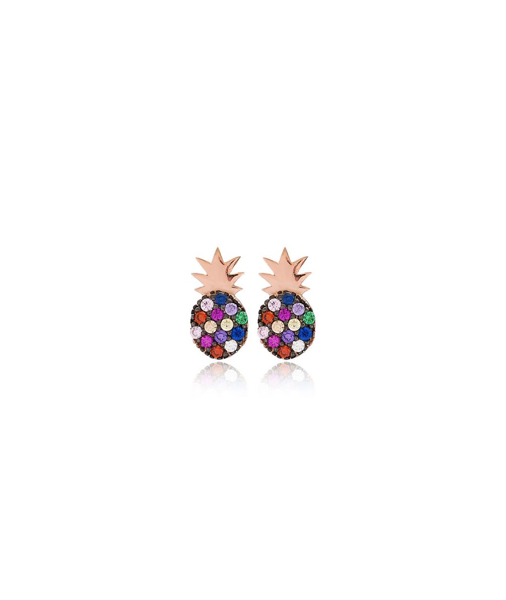Boucles d'oreilles ananas pierres multicolores