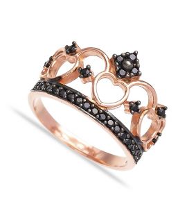 Bague couronne pierres noires