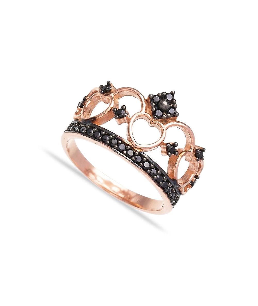 Bague couronne pierres noires