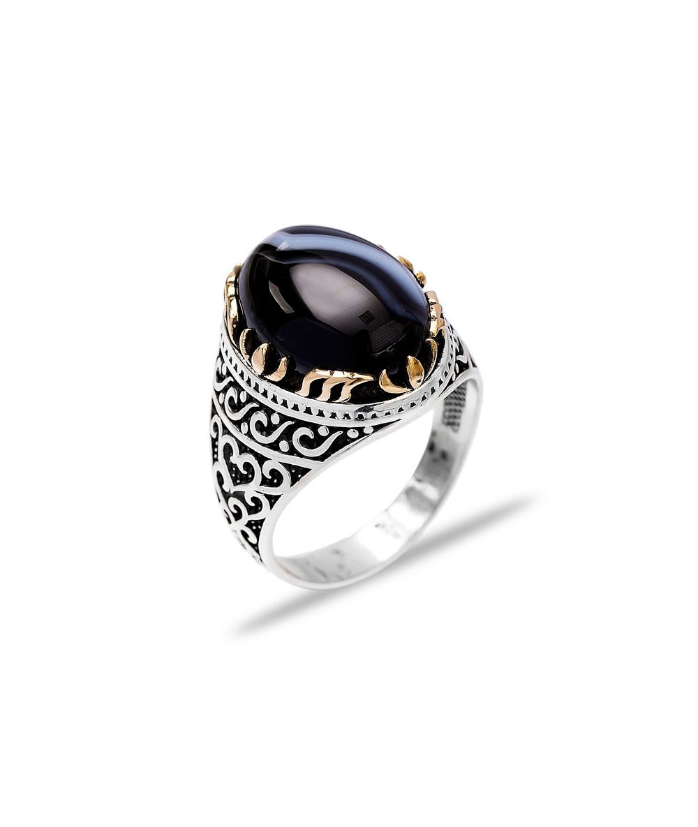 Bague argent avec pierre Onyx pour homme