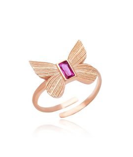 Bague papillon et son rubis