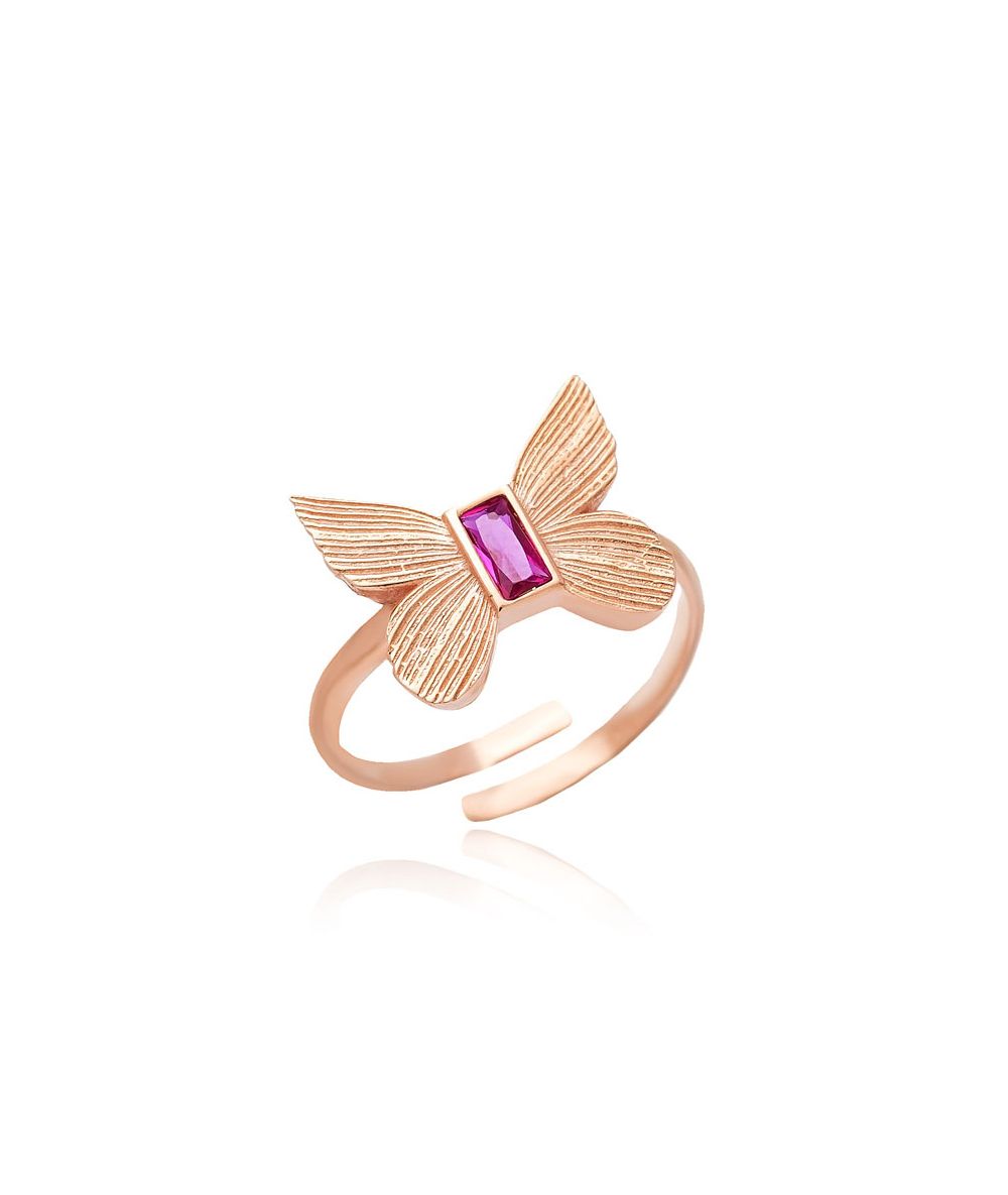 Bague papillon et son rubis