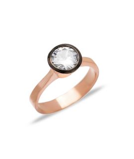 Bague avec pierre ronde noire et diamant blanc