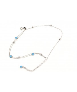 Bracelet multiple chaînes avec perles turquoises