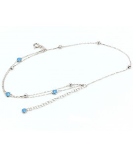 Bracelet multiple chaînes avec perles turquoises