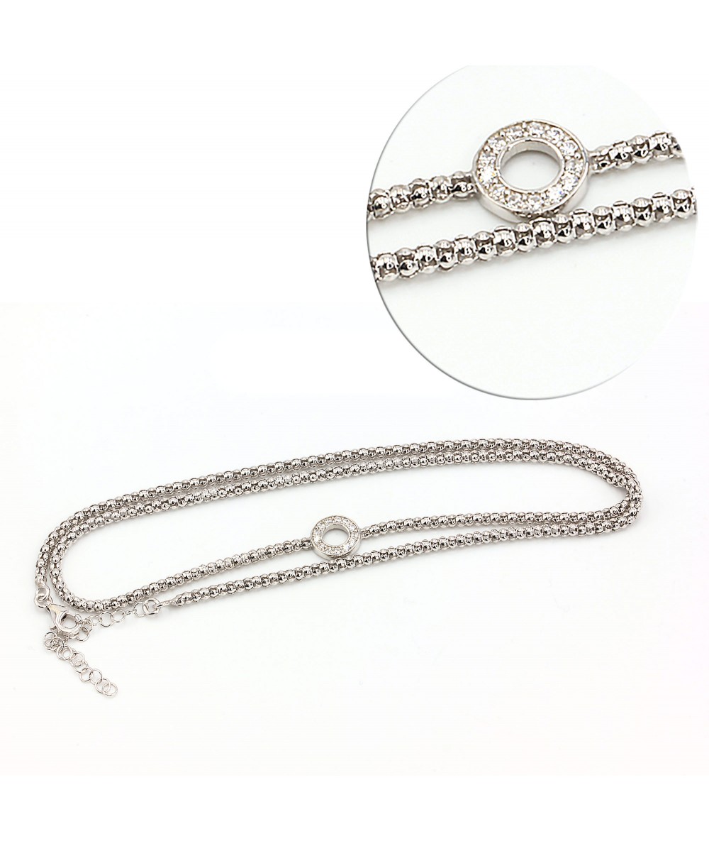 Silver multi-tower bracelet with diamond ring