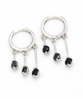Earrings rings with 3 black...