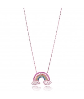 Necklace Silver diamond rainbow multicolor